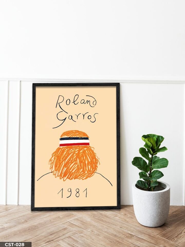 Roland Garros 1981 Tek Parça Ahşap Çerçeveli Tablo Siyah - 20 x 30 CM