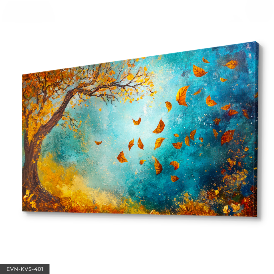 Sonbahar Temalı Manzara Tek Parça Kanvas - Canvas Tablo 140 x 90 CM - Çok Renkli