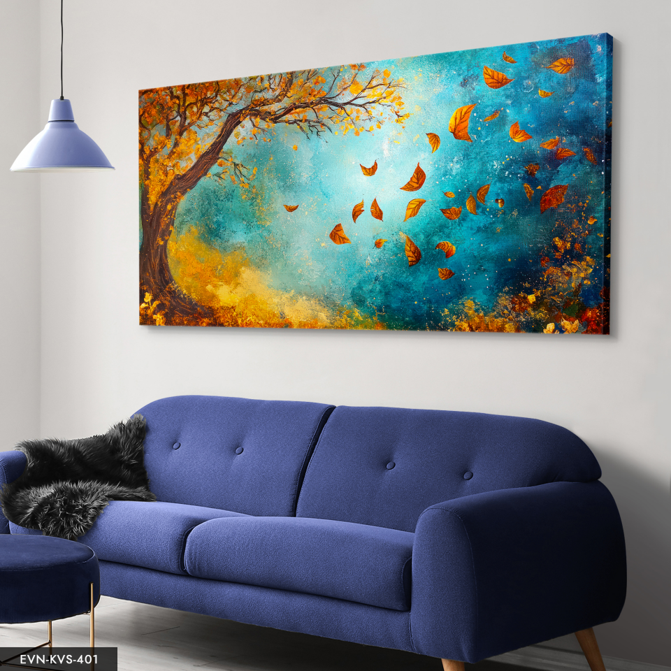 Sonbahar Temalı Manzara Tek Parça Kanvas - Canvas Tablo 140 x 90 CM - Çok Renkli