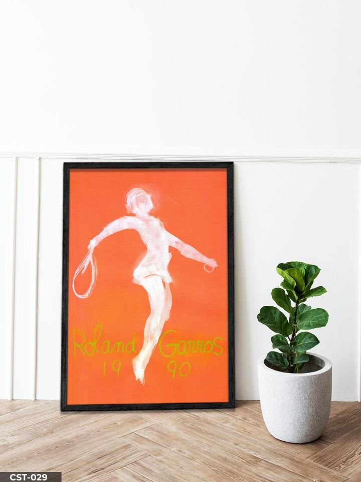 Roland Garros 1990 Tek Parça Ahşap Çerçeveli Tablo Siyah - 20 x 30 CM