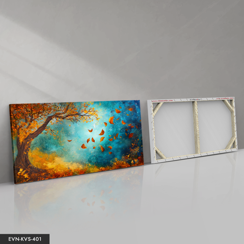 Sonbahar Temalı Manzara Tek Parça Kanvas - Canvas Tablo 140 x 90 CM - Çok Renkli