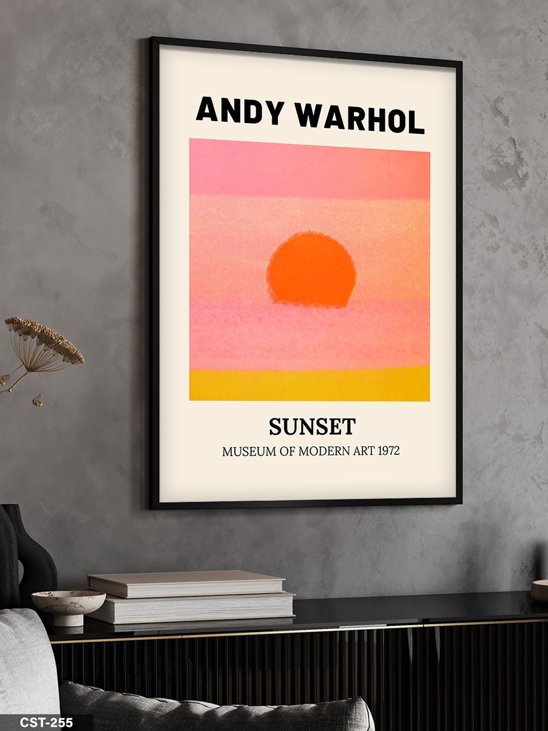 Andy Warhol Sunset Tek Parça Ahşap Çerçeveli Tablo Siyah - 50 x 70 CM