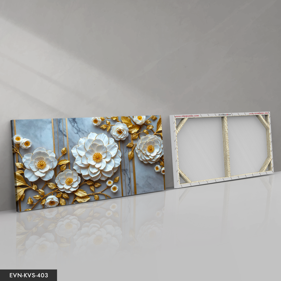 Beyaz Çiçek Tek Parça Kanvas - Canvas Tablo 140 x 90 CM - Çok Renkli