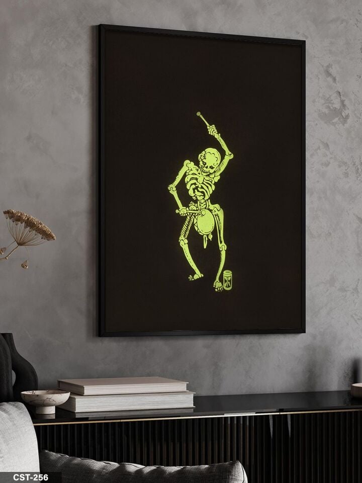 Sarı İskelet Tek Parça Ahşap Çerçeveli Tablo Siyah - 50 x 70 CM