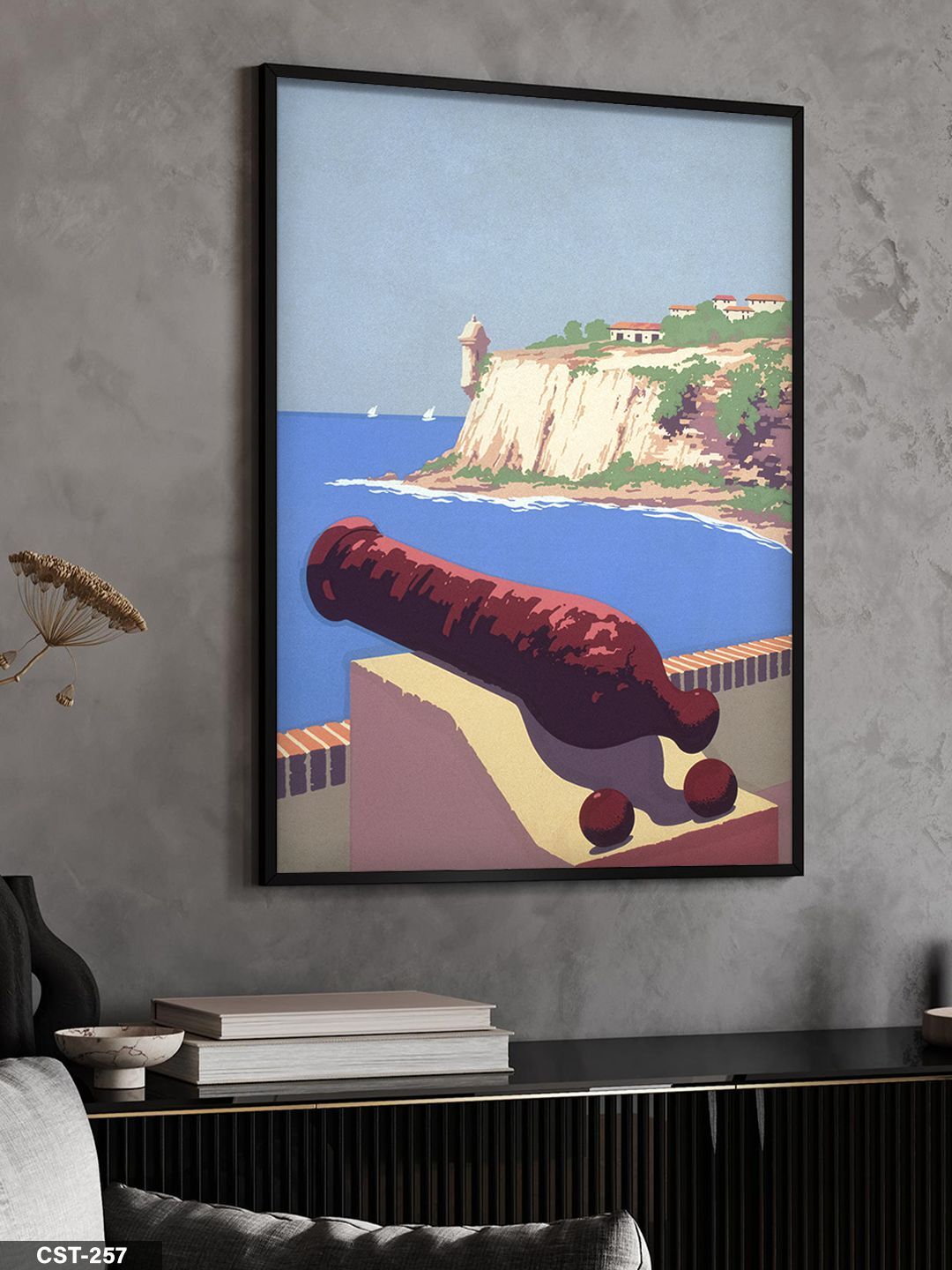Sahil Kulesi Tek Parça Ahşap Çerçeveli Tablo Siyah - 50 x 70 CM