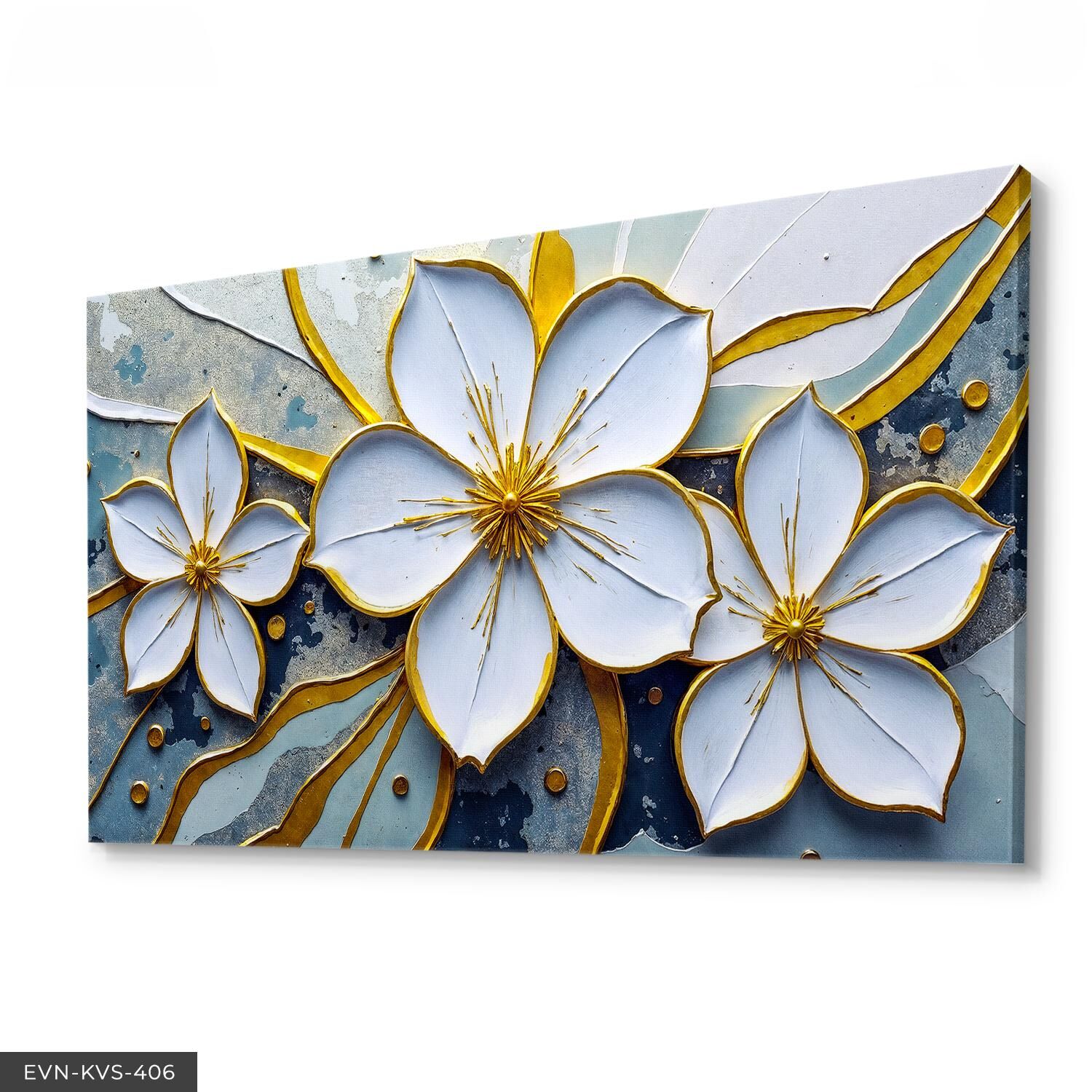 Beyaz Çiçekler Tek Parça Kanvas - Canvas Tablo 40 x 30 CM - Çok Renkli