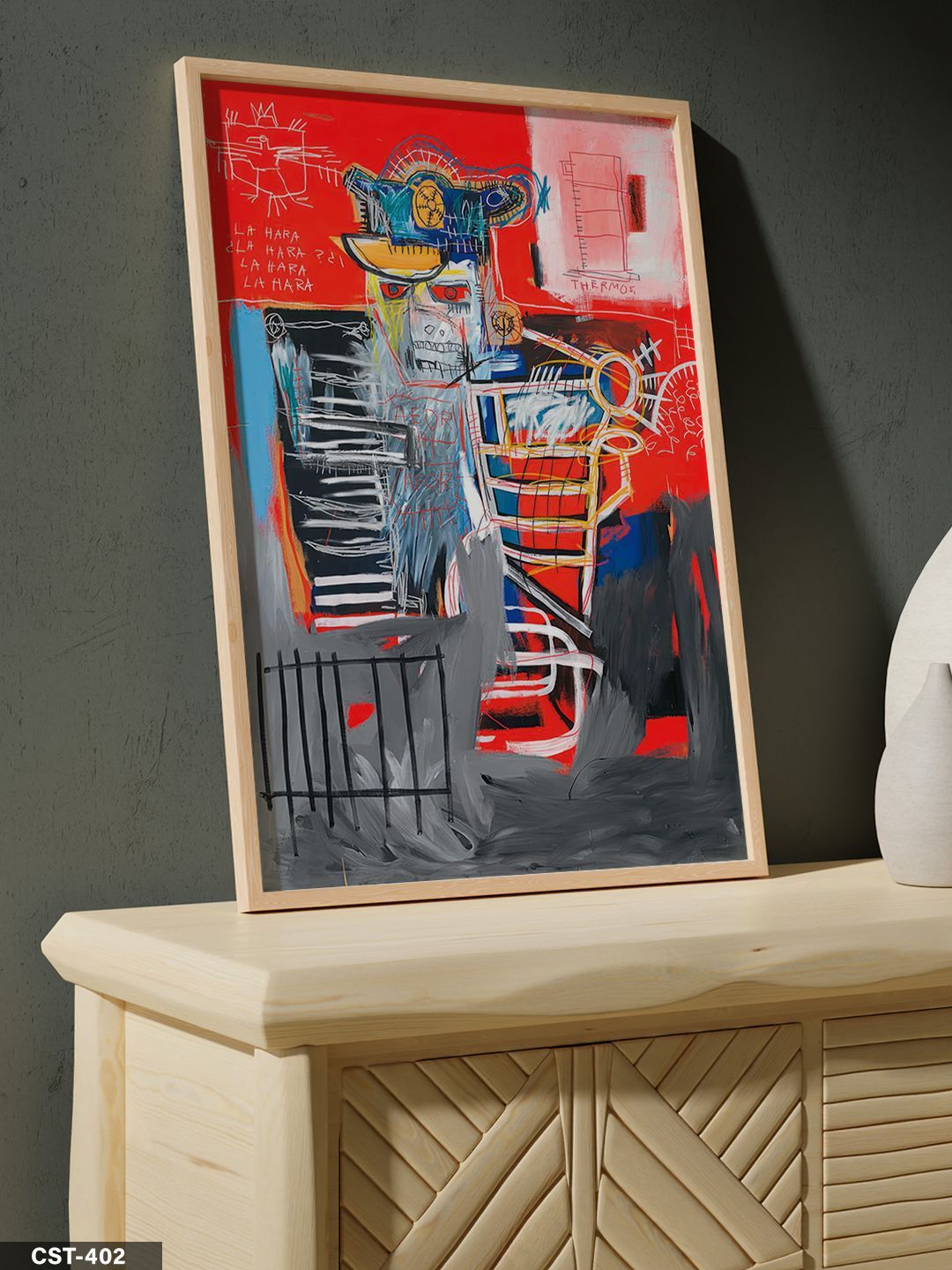 Jean Michel Basquiat Tek Parça Ahşap Çerçeveli Tablo Naturel - 20 x 30 CM