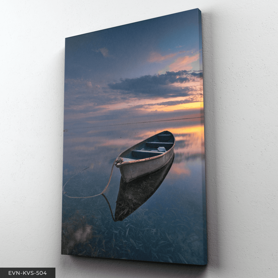 Deniz ve Kayık Tek Parça Kanvas - Canvas Tablo 65 x 45 CM - Çok Renkli