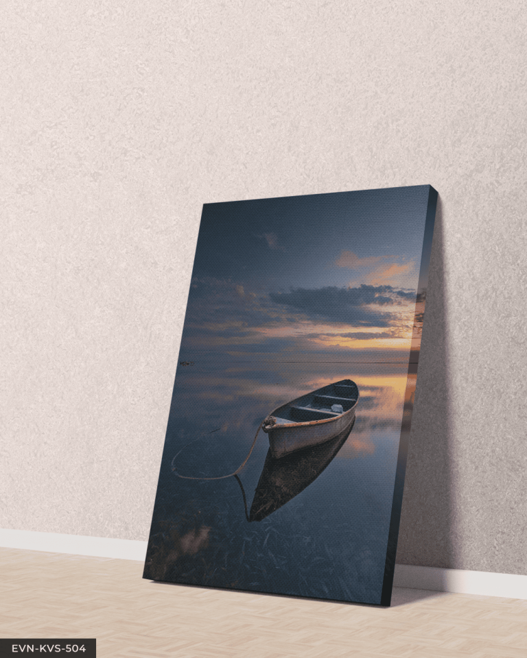 Deniz ve Kayık Tek Parça Kanvas - Canvas Tablo 65 x 45 CM - Çok Renkli