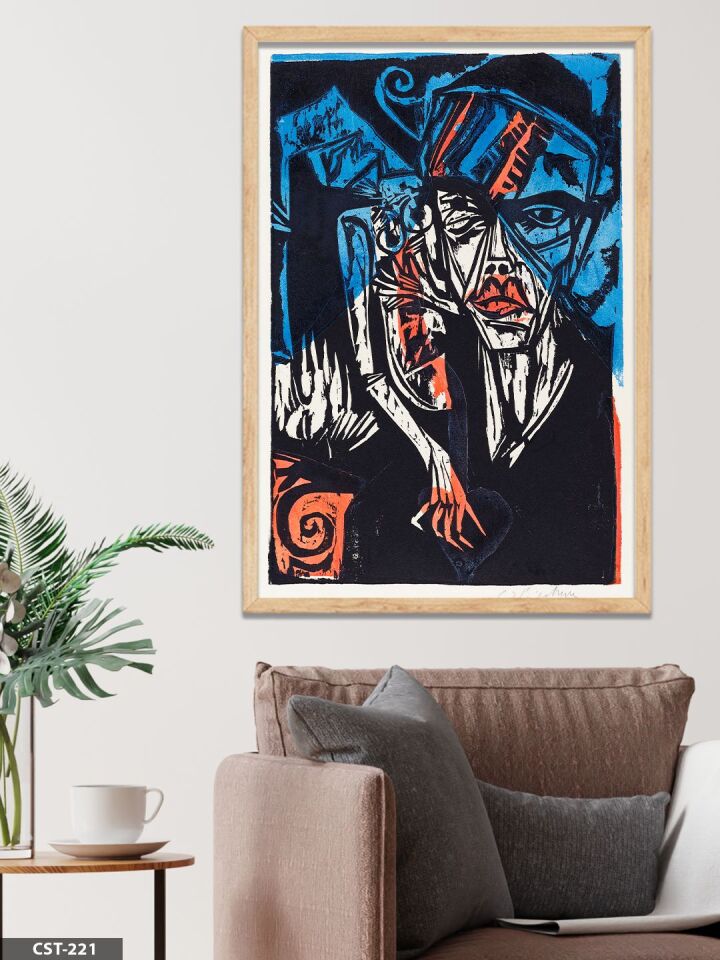 Ernst Kirchner Classic Poster Tek Parça Ahşap Çerçeveli Tablo Naturel - 40 x 60 CM