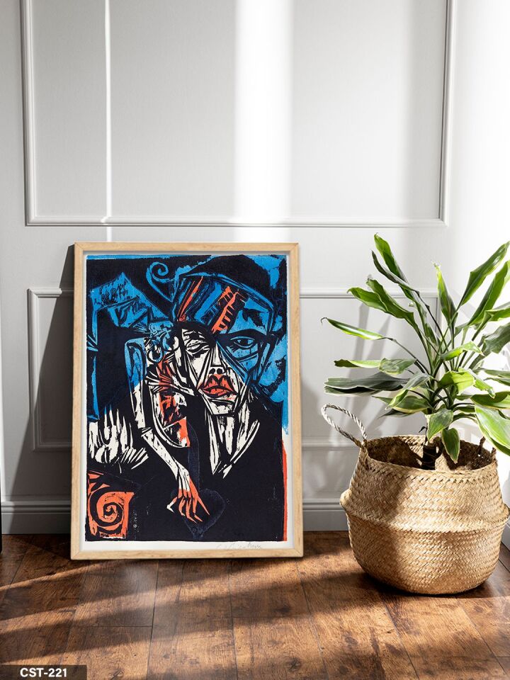 Ernst Kirchner Classic Poster Tek Parça Ahşap Çerçeveli Tablo Naturel - 40 x 60 CM