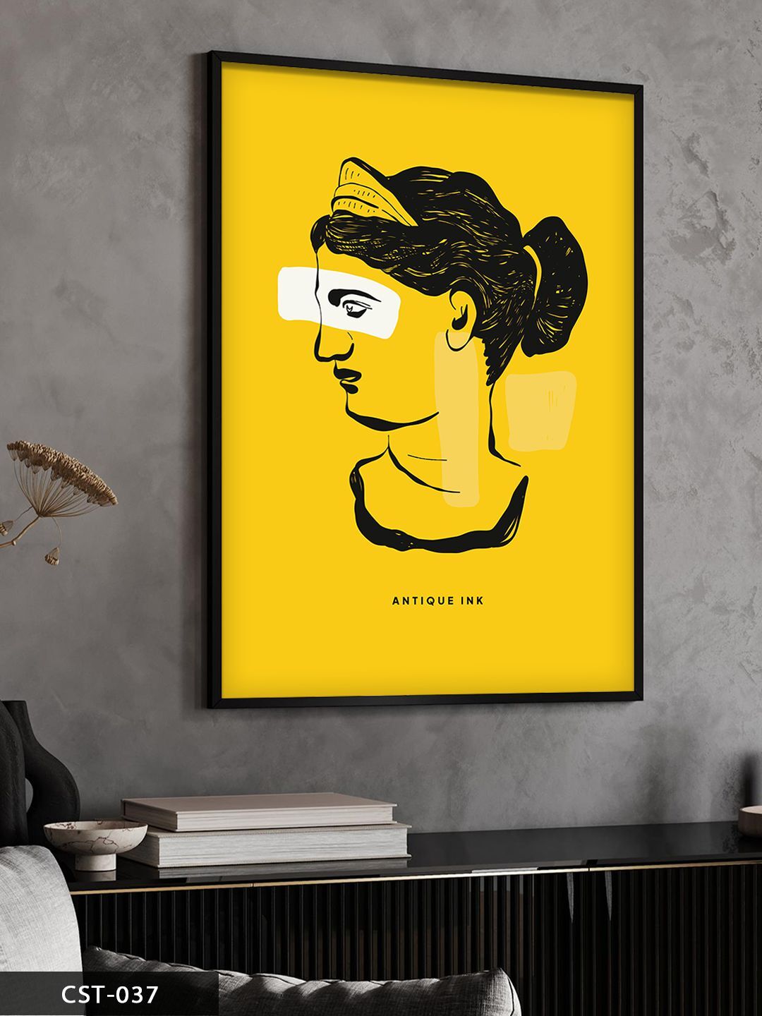 Antique Ink Sanatsal Art Tek Parça Ahşap Çerçeveli Tablo Siyah - 20 x 30 CM