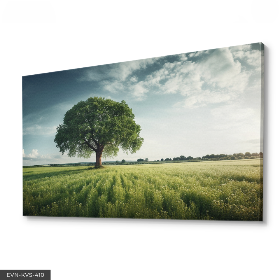 Yalnız Ağaç Tek Parça Kanvas - Canvas Tablo 140 x 90 CM - Çok Renkli