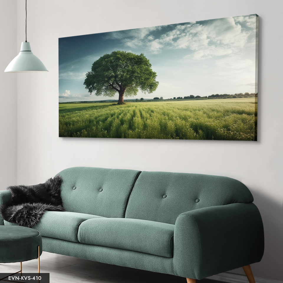 Yalnız Ağaç Tek Parça Kanvas - Canvas Tablo 140 x 90 CM - Çok Renkli