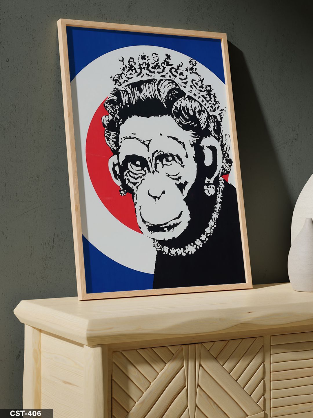 Kraliyet Maymunu Tek Parça Ahşap Çerçeveli Tablo Naturel - 20 x 30 CM