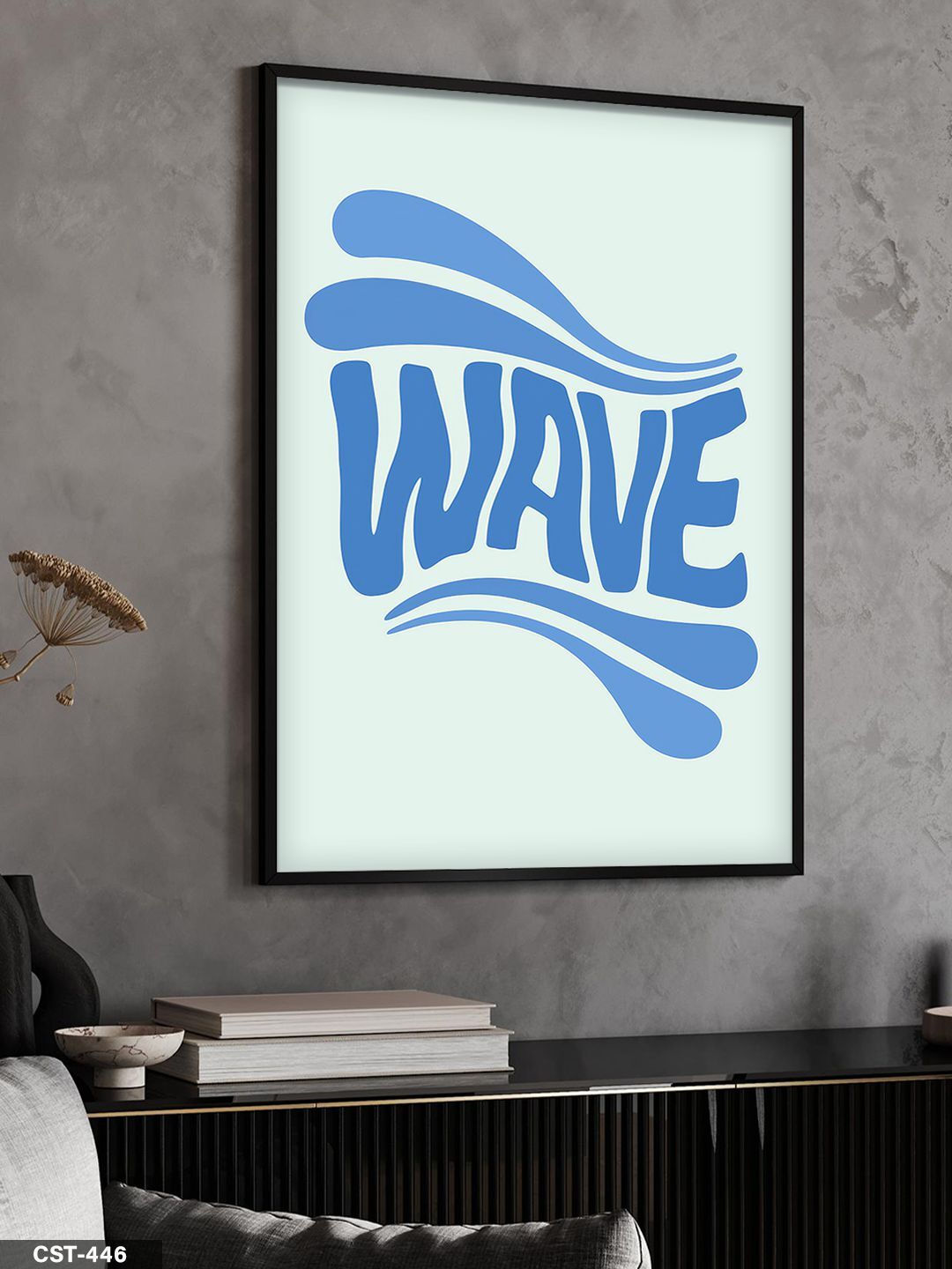Wave Tek Parça Ahşap Çerçeveli Tablo Siyah - 30 x 40 CM