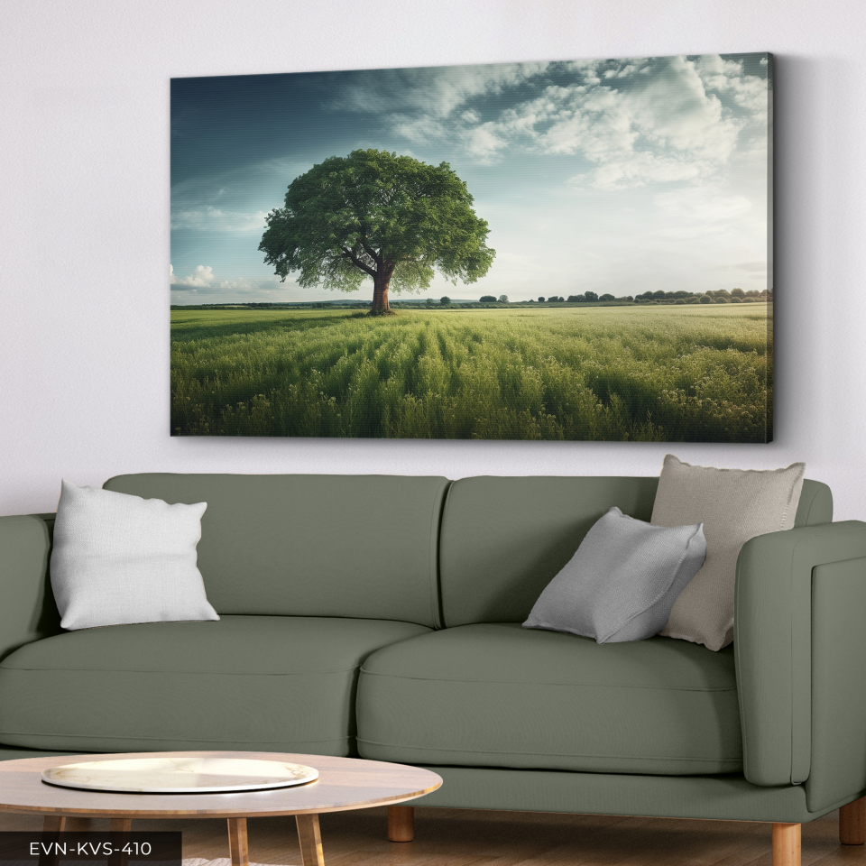 Yalnız Ağaç Tek Parça Kanvas - Canvas Tablo 140 x 90 CM - Çok Renkli