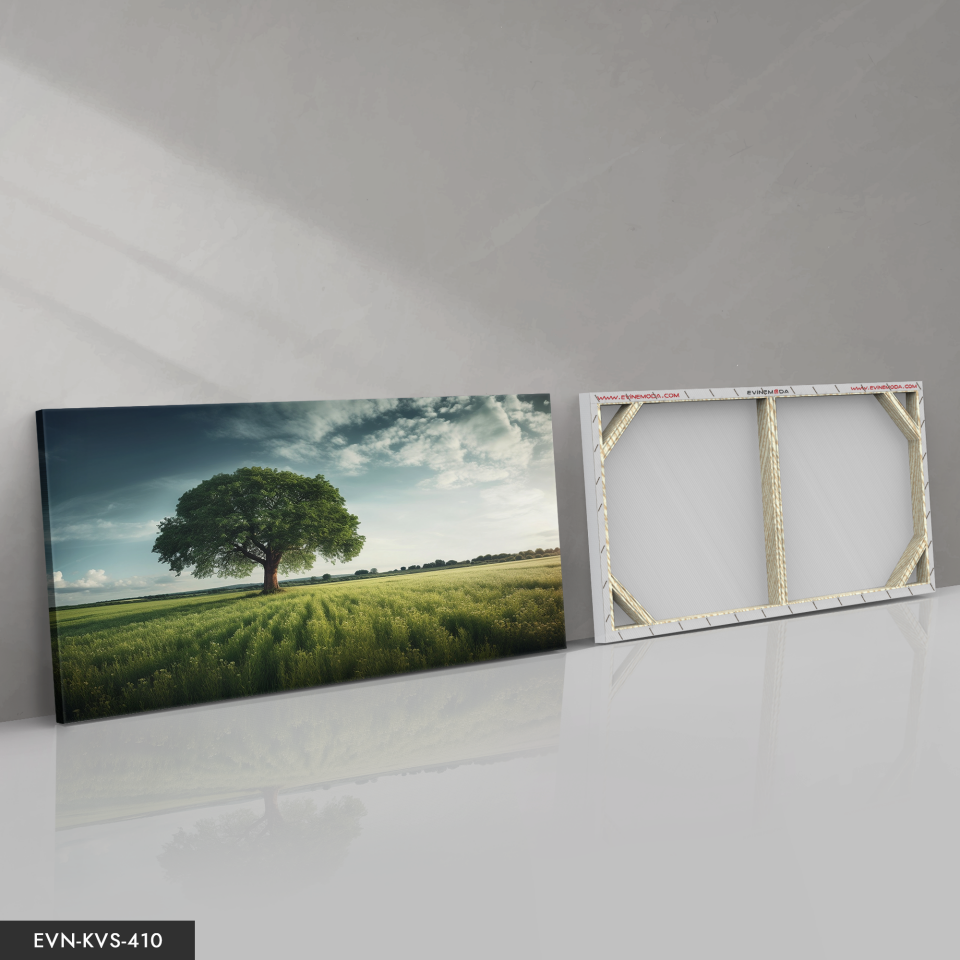 Yalnız Ağaç Tek Parça Kanvas - Canvas Tablo 140 x 90 CM - Çok Renkli