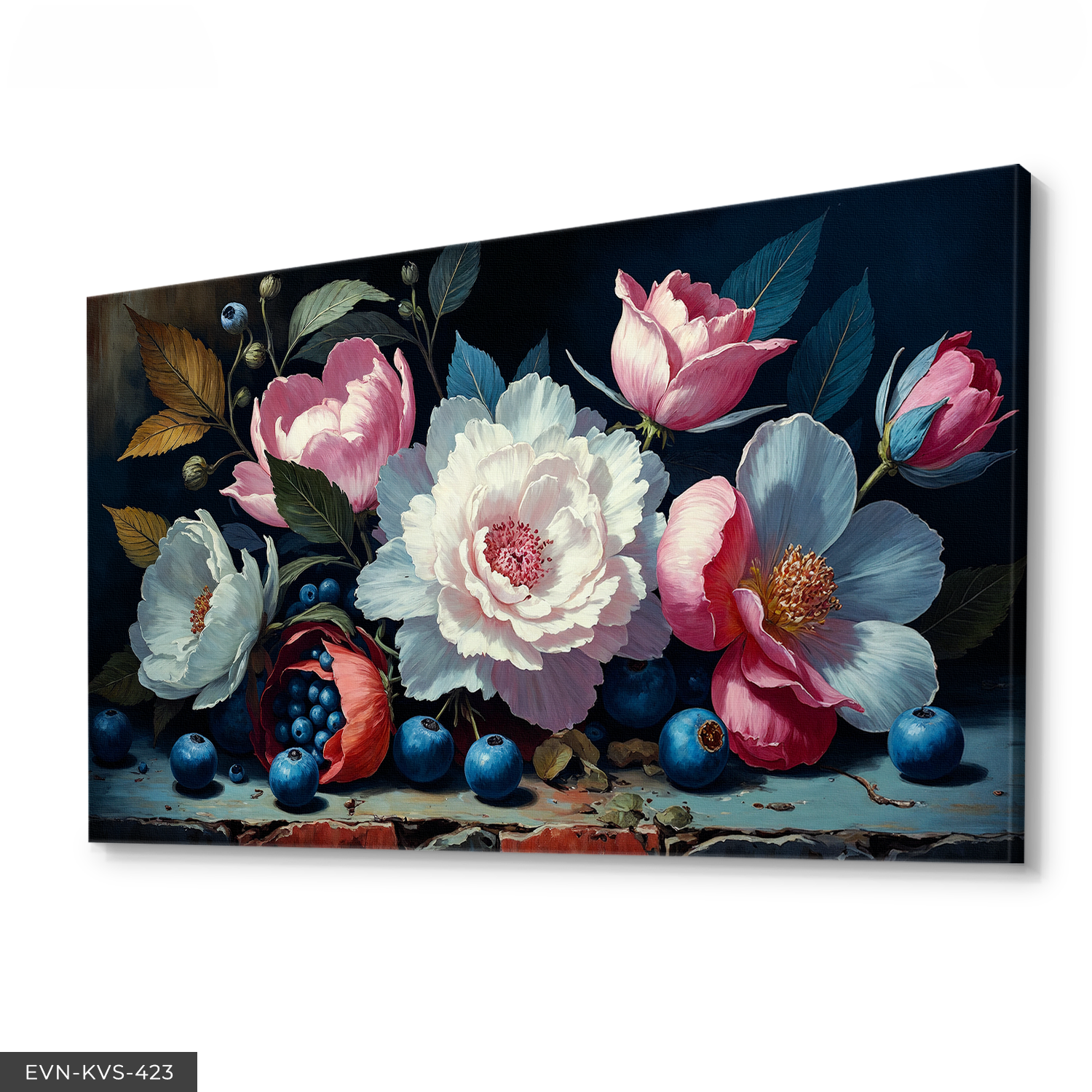 Yağlı Boya Görünümlü Natürmort Tek Parça Kanvas - Canvas Tablo 140 x 90 CM - Çok Renkli