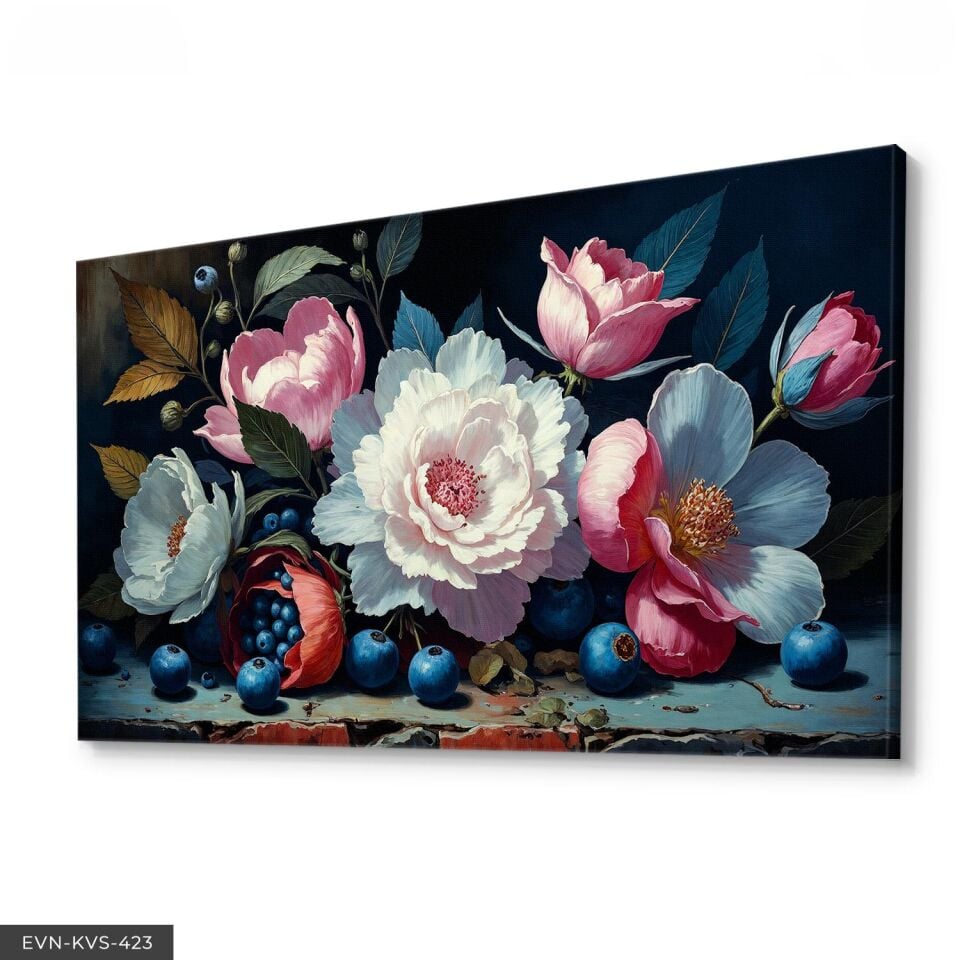 Yağlı Boya Görünümlü Natürmort Tek Parça Kanvas - Canvas Tablo