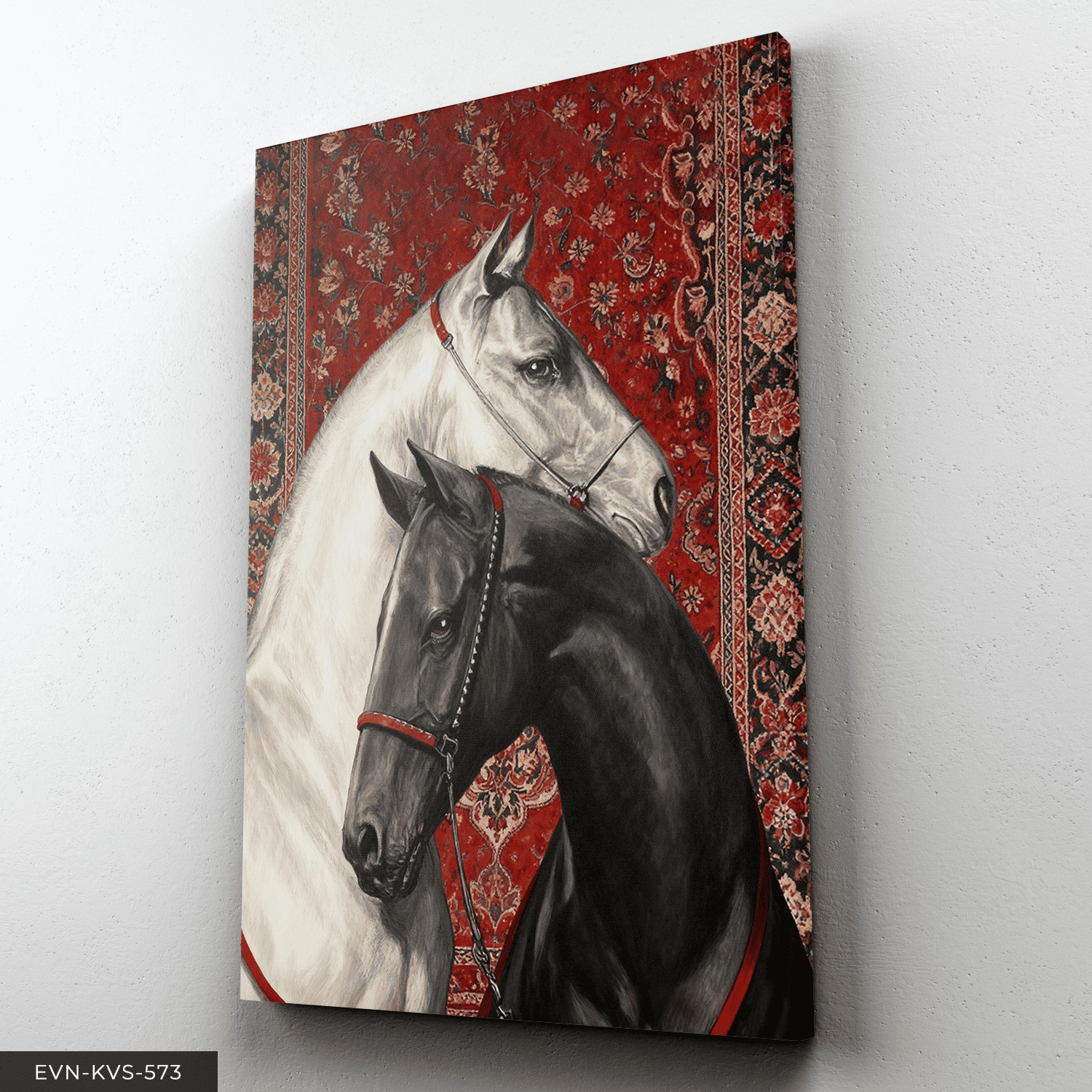 Siyah ve Beyaz At Tek Parça Kanvas - Canvas Tablo 65 x 45 CM - Çok Renkli