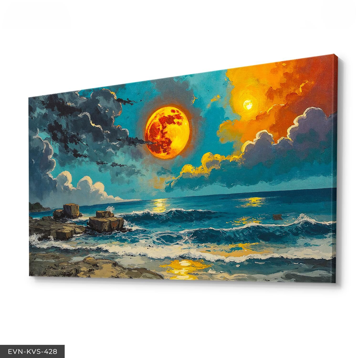 Yağlı Boya Görünümlü Gün Batımı Tek Parça Kanvas - Canvas Tablo 40 x 30 CM - Çok Renkli