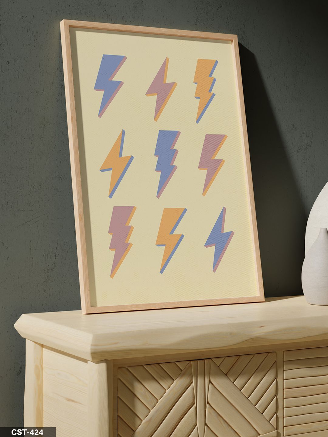 Fırtına Simgesi Tek Parça Ahşap Çerçeveli Tablo Naturel - 20 x 30 CM