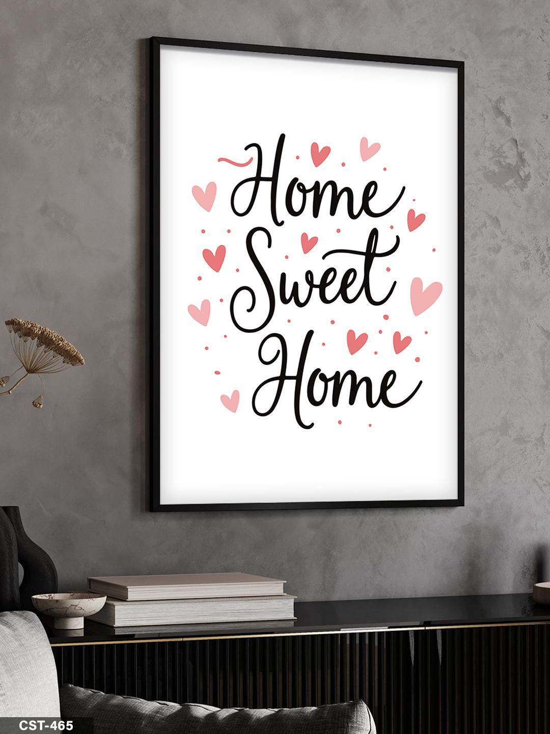 Home Sweet Home Tek Parça Ahşap Çerçeveli Tablo Siyah - 30 x 40 CM