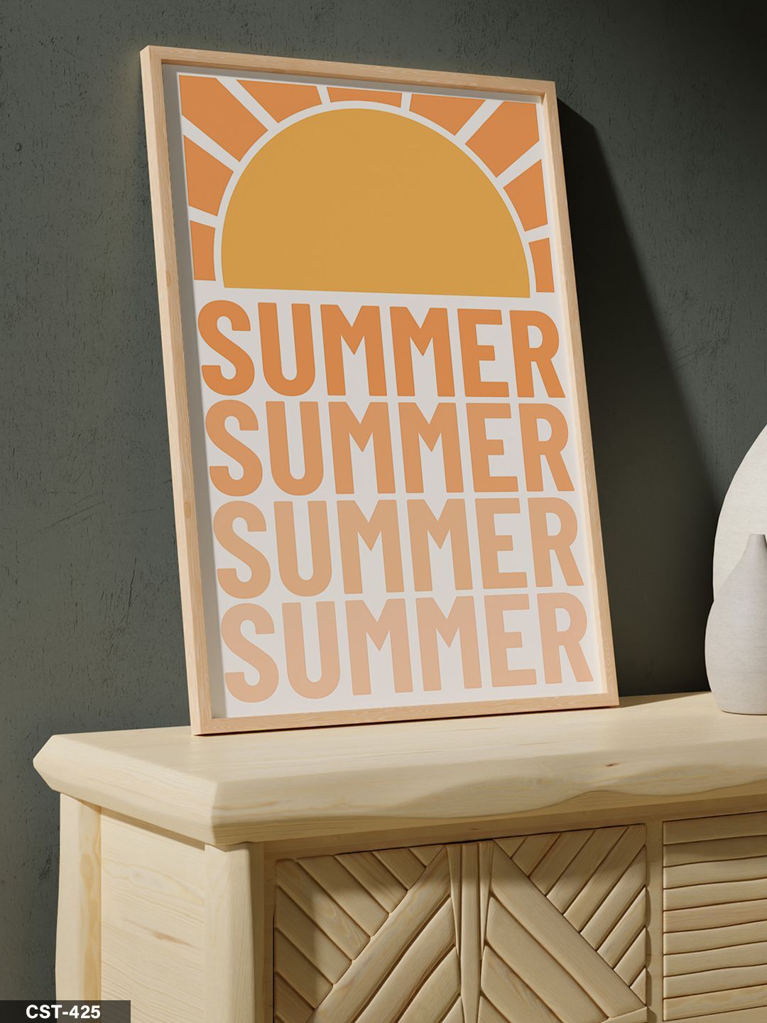 Summer Tek Parça Ahşap Çerçeveli Tablo Naturel - 20 x 30 CM