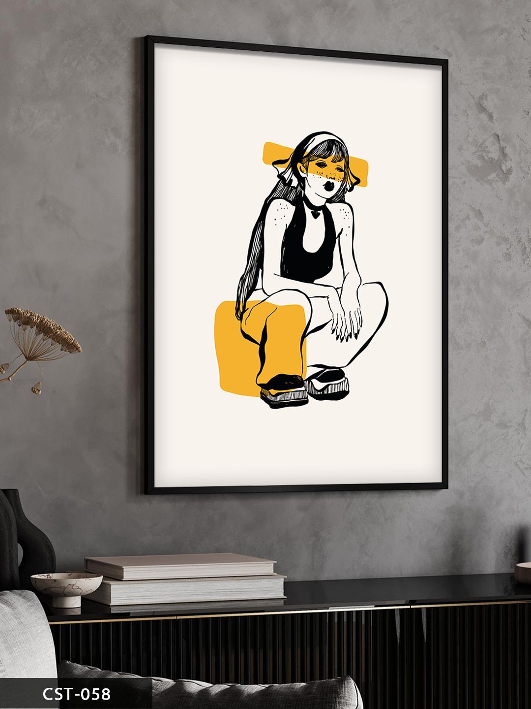 Kadın Art Tek Parça Ahşap Çerçeveli Tablo Siyah - 20 x 30 CM