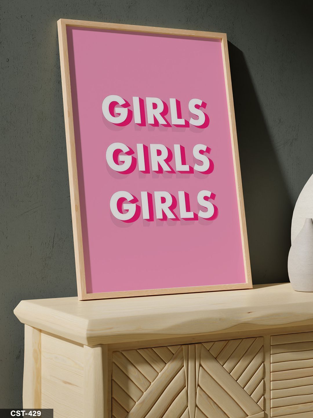 Girls Tek Parça Ahşap Çerçeveli Tablo Naturel - 20 x 30 CM