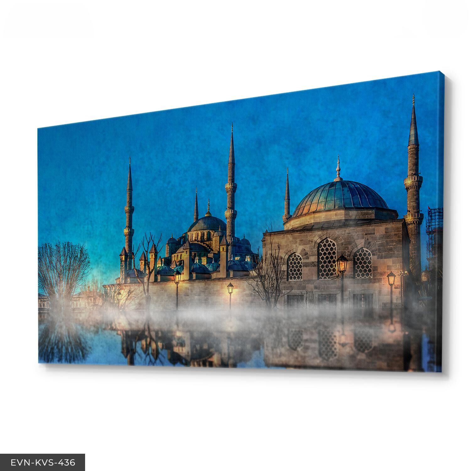 Yağlı Boya Görünümlü Camii Tek Parça Kanvas - Canvas Tablo 40 x 30 CM - Çok Renkli
