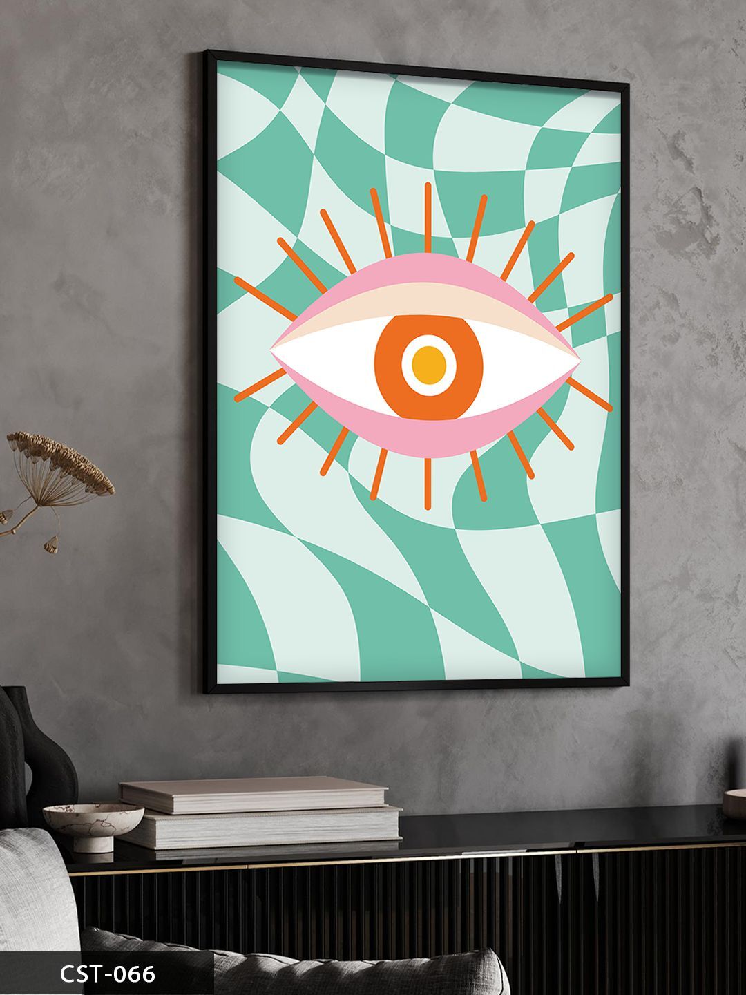 Renkli Göz Tek Parça Ahşap Çerçeveli Tablo Siyah - 20 x 30 CM
