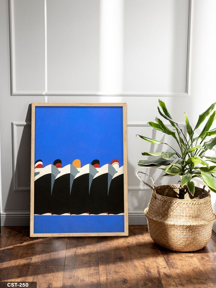 Gemiler Tek Parça Ahşap Çerçeveli Tablo Naturel - 40 x 60 CM