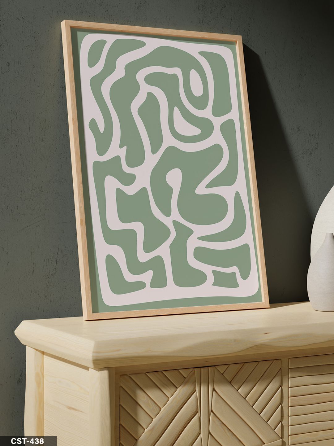 Yeşil Figür Tek Parça Ahşap Çerçeveli Tablo Naturel - 20 x 30 CM