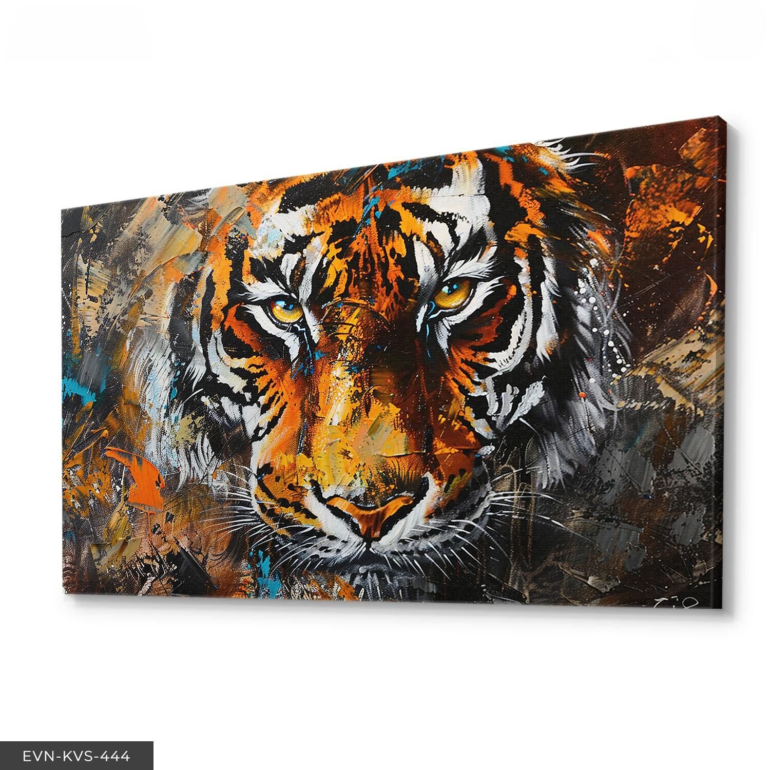 Yağlı Boya Görünümlü Kaplan Tek Parça Kanvas - Canvas Tablo 40 x 30 CM - Çok Renkli