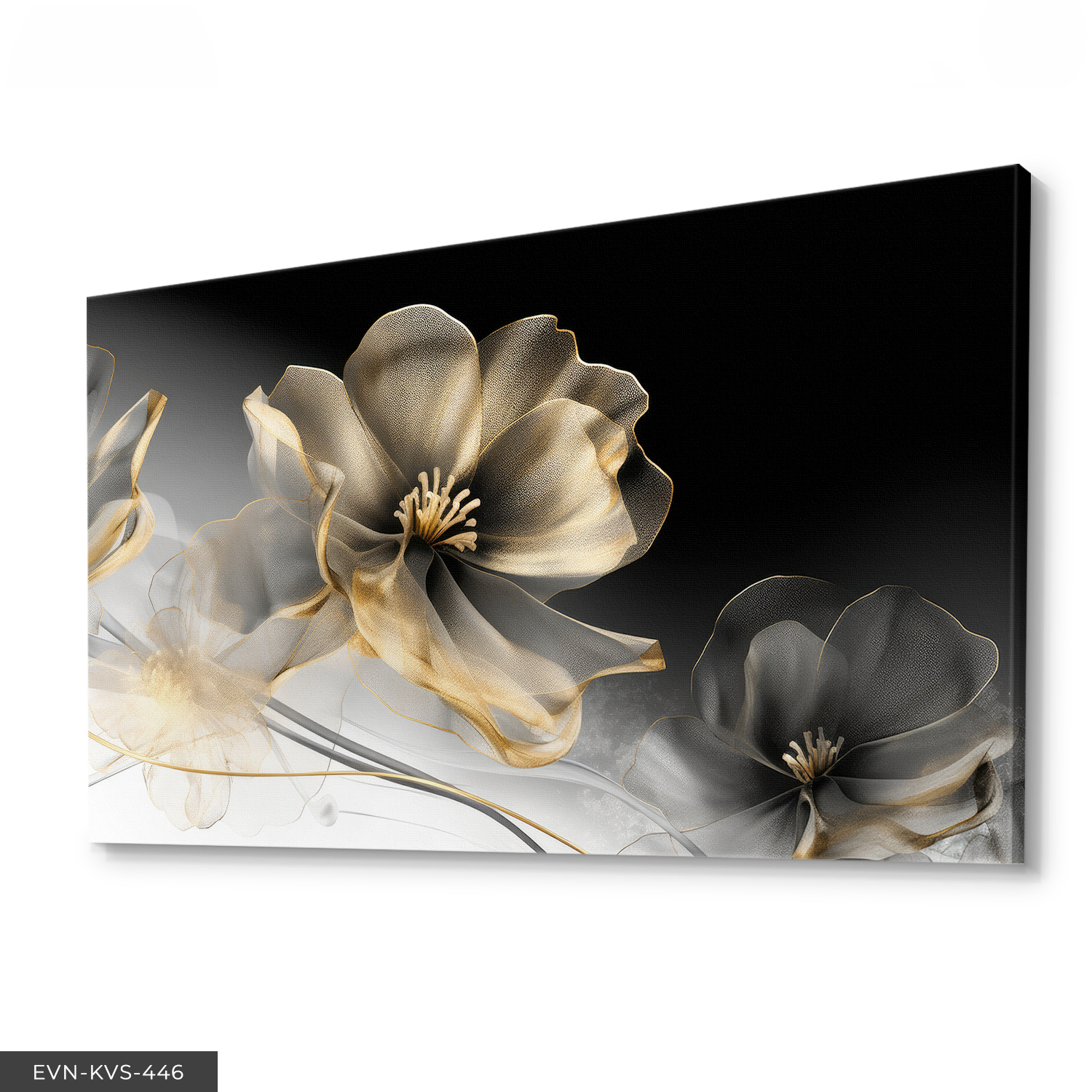 Gold Çiçek Tek Parça Kanvas - Canvas Tablo 140 x 90 CM - Çok Renkli