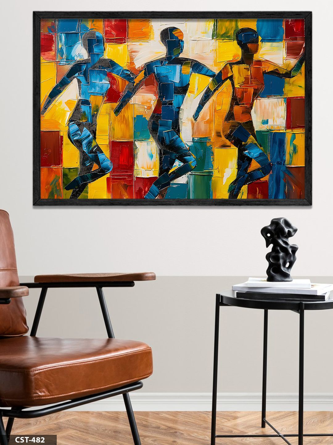 Renkli Adımlar Tek Parça Ahşap Çerçeveli Tablo Siyah - 30 x 40 CM