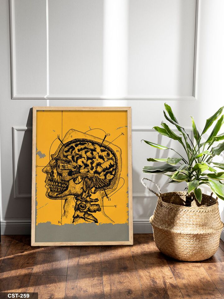 Beynin Anatomisi Tek Parça Ahşap Çerçeveli Tablo Naturel - 40 x 60 CM