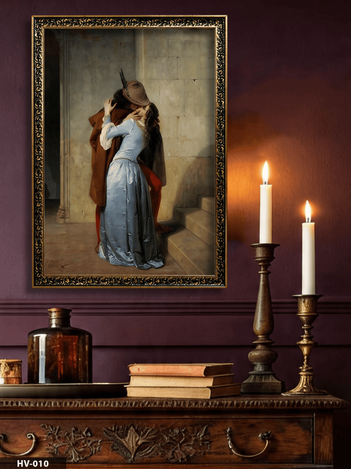 The Kiss Vintage Desenli Premium Çerçeveli Tek Parça Tablo 75x55 CM HV