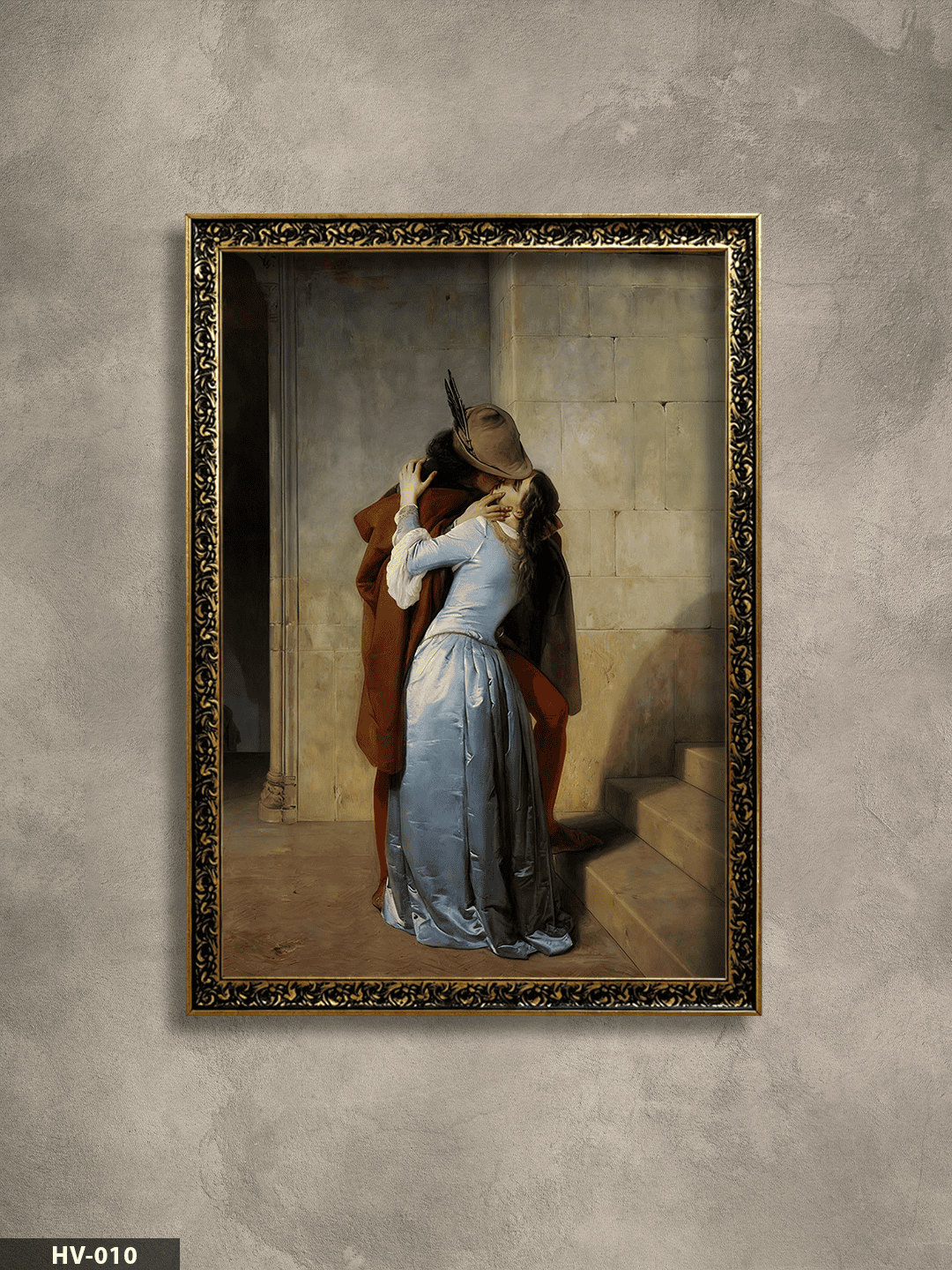 The Kiss Vintage Desenli Premium Çerçeveli Tek Parça Tablo 75x55 CM HV