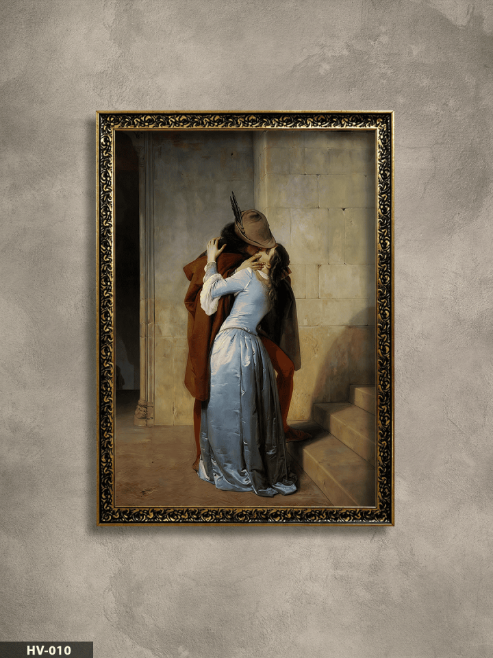 The Kiss Vintage Desenli Premium Çerçeveli Tek Parça Tablo 75x55 CM HV