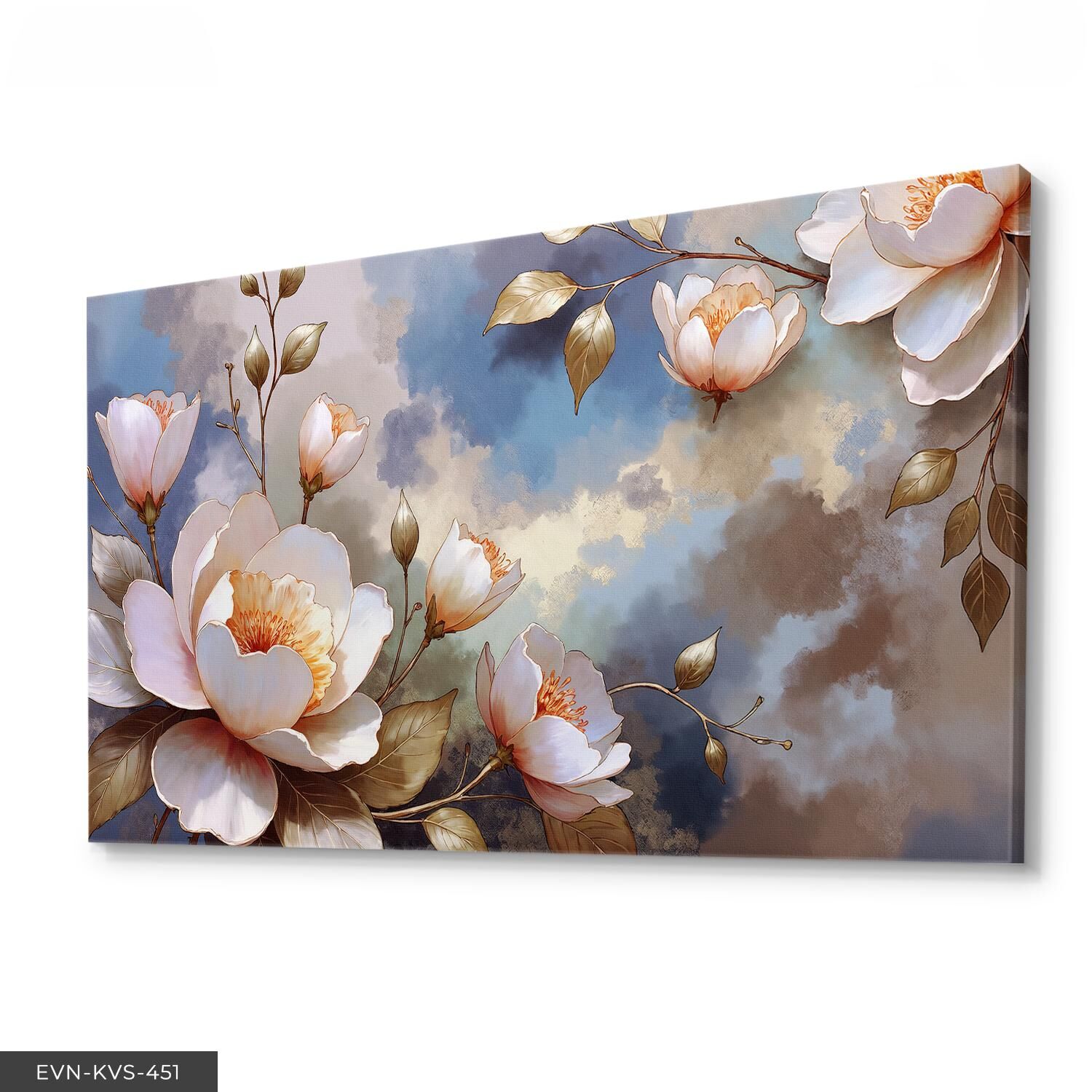 Yağlı Boya Görünümlü Pembe Çiçek Tek Parça Kanvas - Canvas Tablo 40 x 30 CM - Çok Renkli