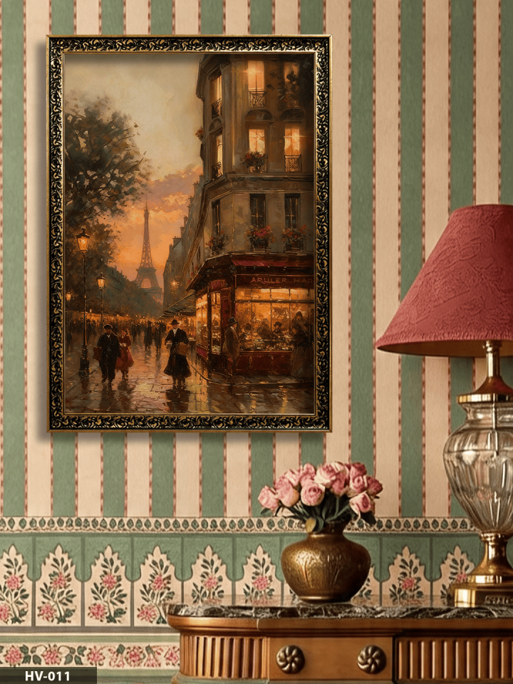 Eyfel Kulesi Vintage Desenli Premium Çerçeveli Tek Parça Tablo 75x55 CM HV