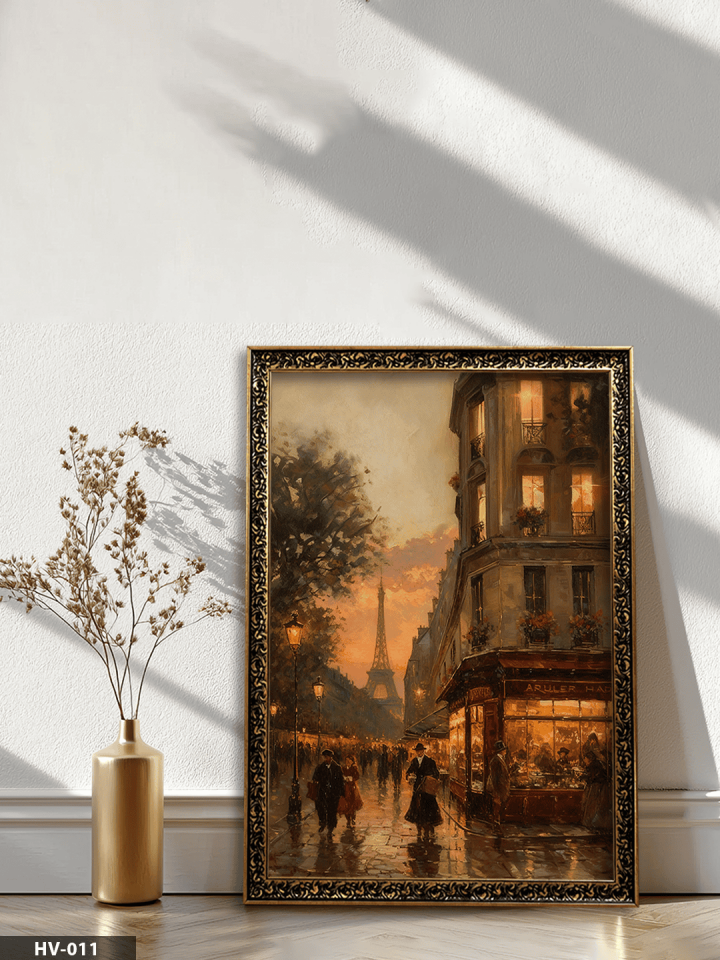 Eyfel Kulesi Vintage Desenli Premium Çerçeveli Tek Parça Tablo 75x55 CM HV