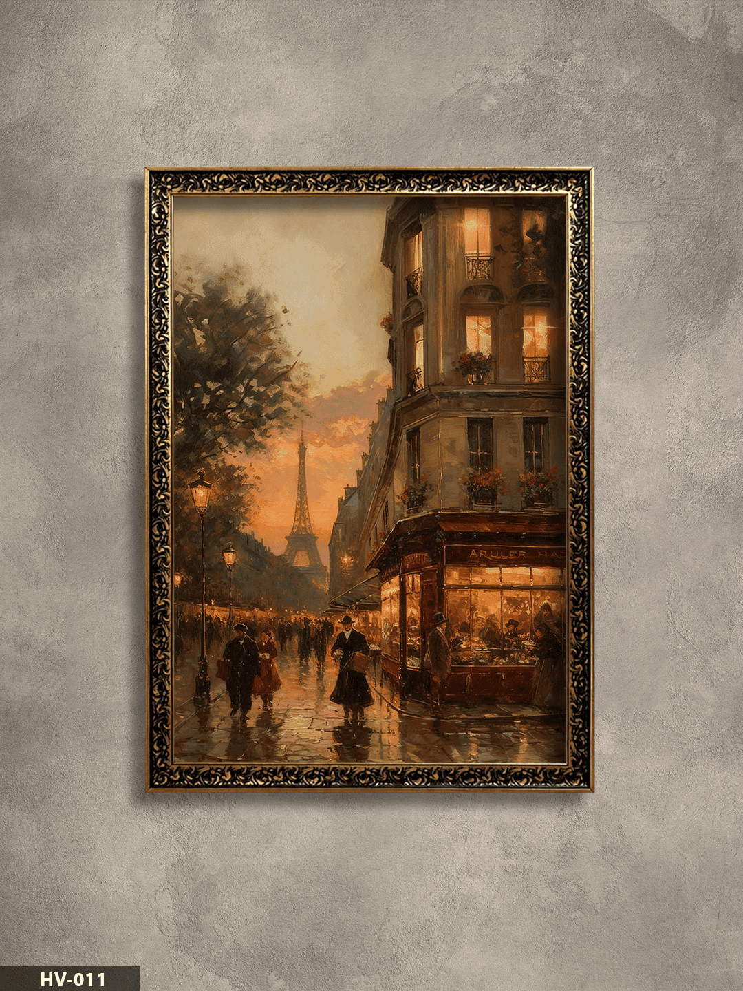 Eyfel Kulesi Vintage Desenli Premium Çerçeveli Tek Parça Tablo 75x55 CM HV
