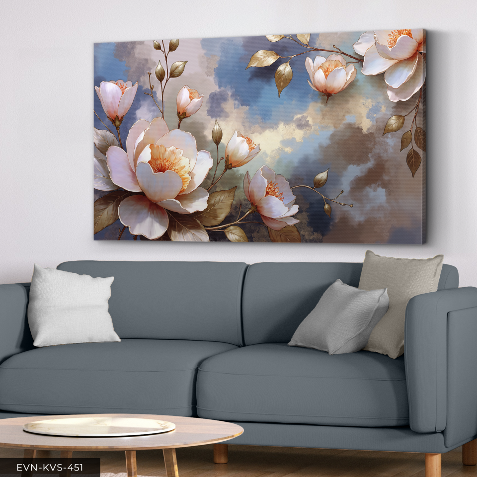 Yağlı Boya Görünümlü Pembe Çiçek Tek Parça Kanvas - Canvas Tablo 140 x 90 CM - Çok Renkli