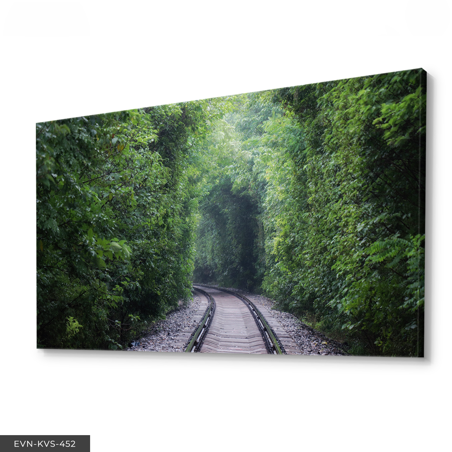 Ağaçların İçinde Tren Yolu Tek Parça Kanvas - Canvas Tablo 140 x 90 CM - Çok Renkli