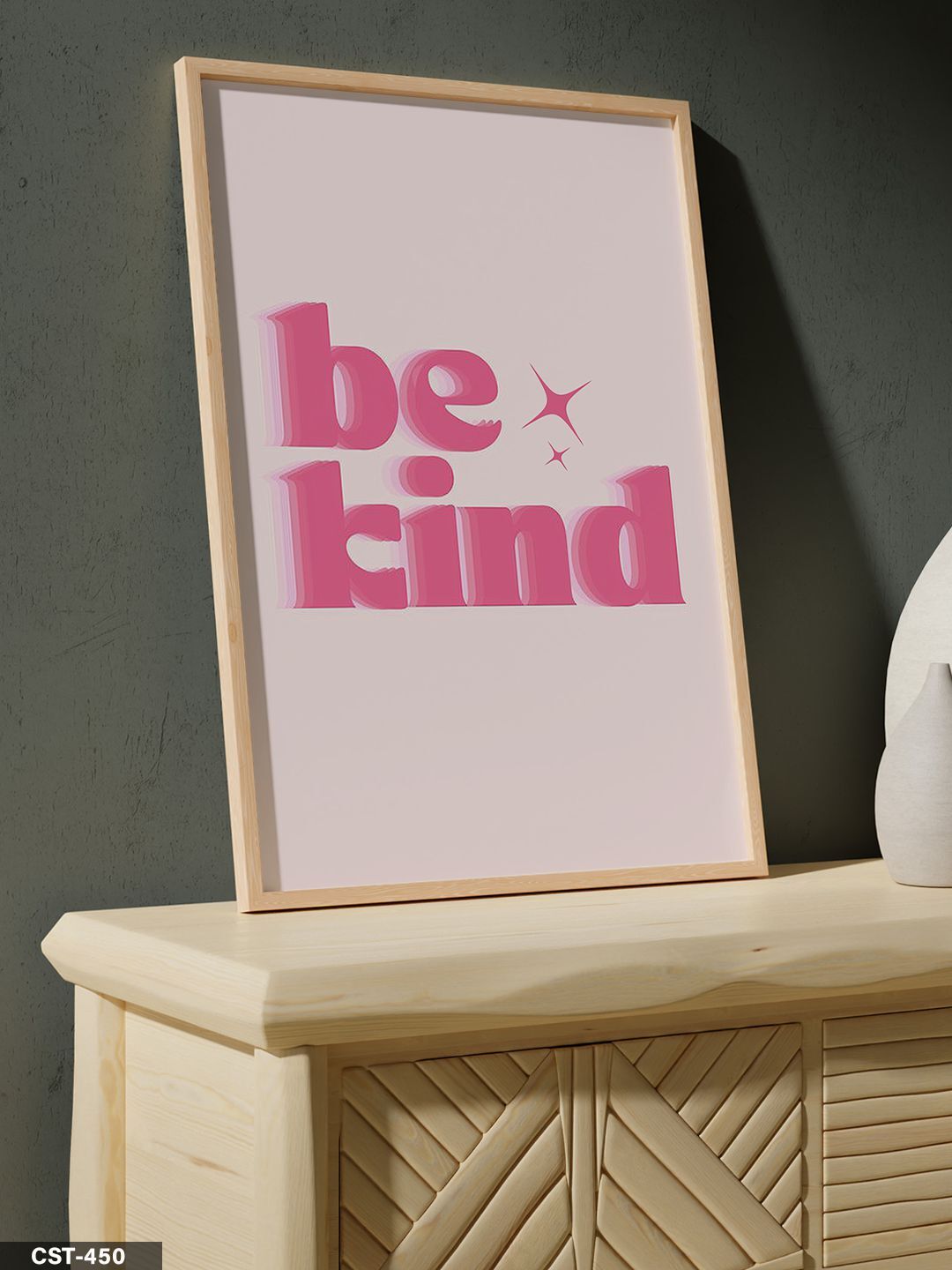 Be Kind Tek Parça Ahşap Çerçeveli Tablo Naturel - 20 x 30 CM