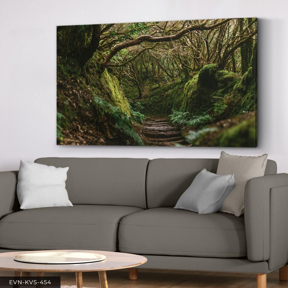 Orman Yolu Tek Parça Kanvas - Canvas Tablo 40 x 30 CM - Çok Renkli